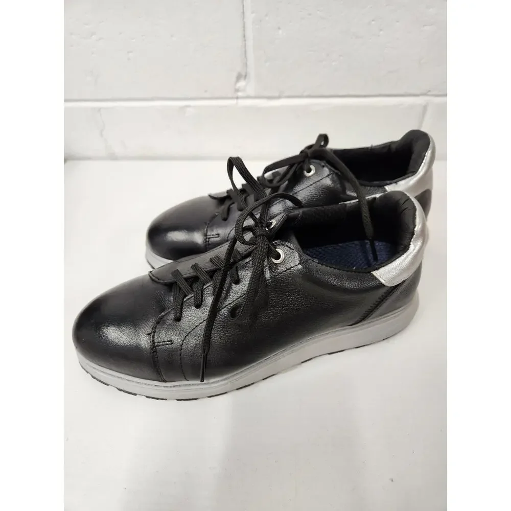 Xena Workwear Rogue EH Work Shoes For Women's, Size 8, Black & Silver. Steel Toe